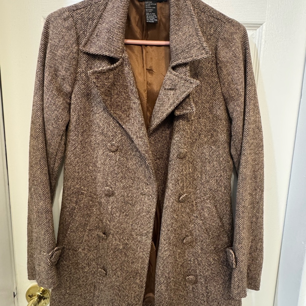 Rampage Brown Herringbone Pea Coat
